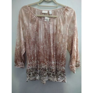 NWT Chicos Sz 1 Border Bliss Ellie Top Quaint Mauve 3/4 Sleeve $79 8 Medium